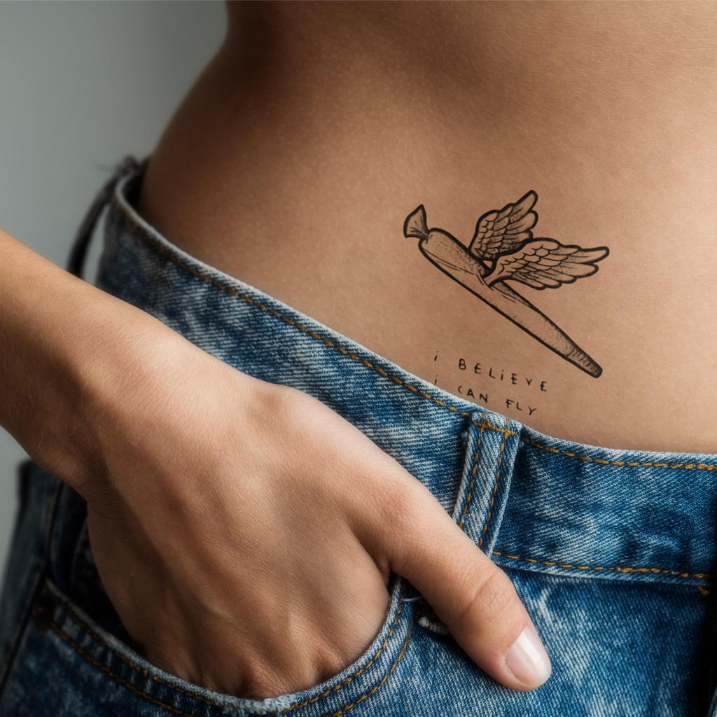 Temporary Tattoos - Flying Joint Weed Temporary Tattoo