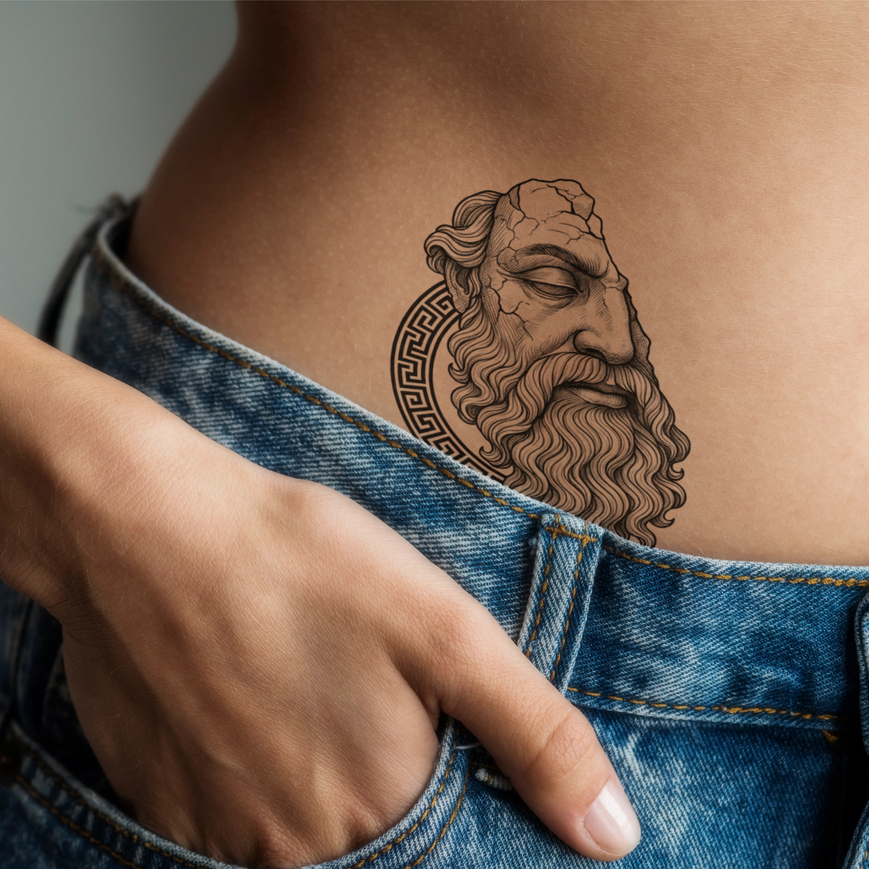 Temporary Tattoos, Greek God Statue Temporary Tattoo