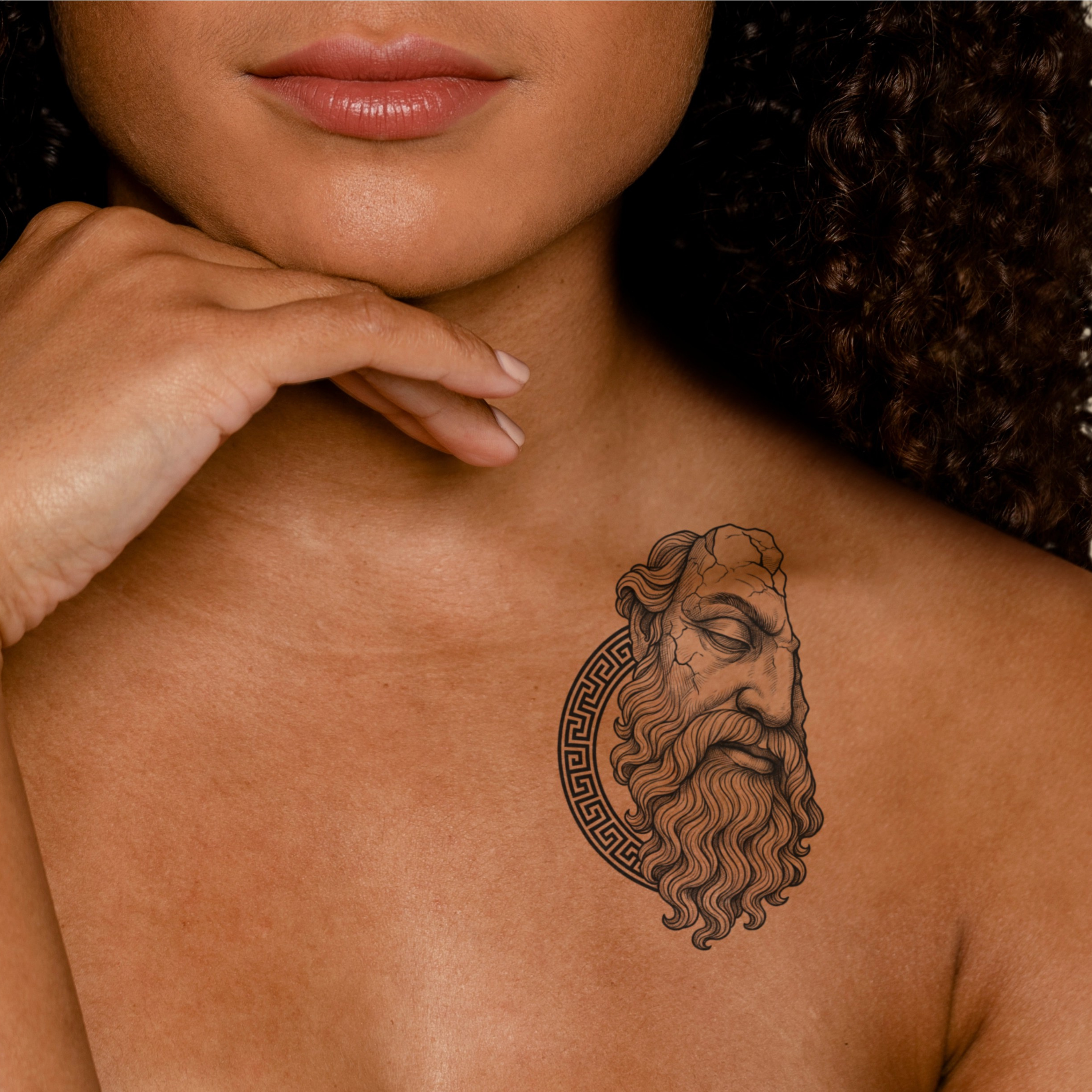 Temporary Tattoos, Greek God Statue Temporary Tattoo