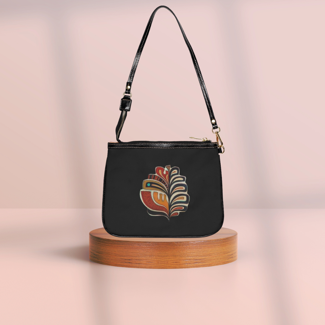 Small Black Leather Shoulder Bag | PINKKODE