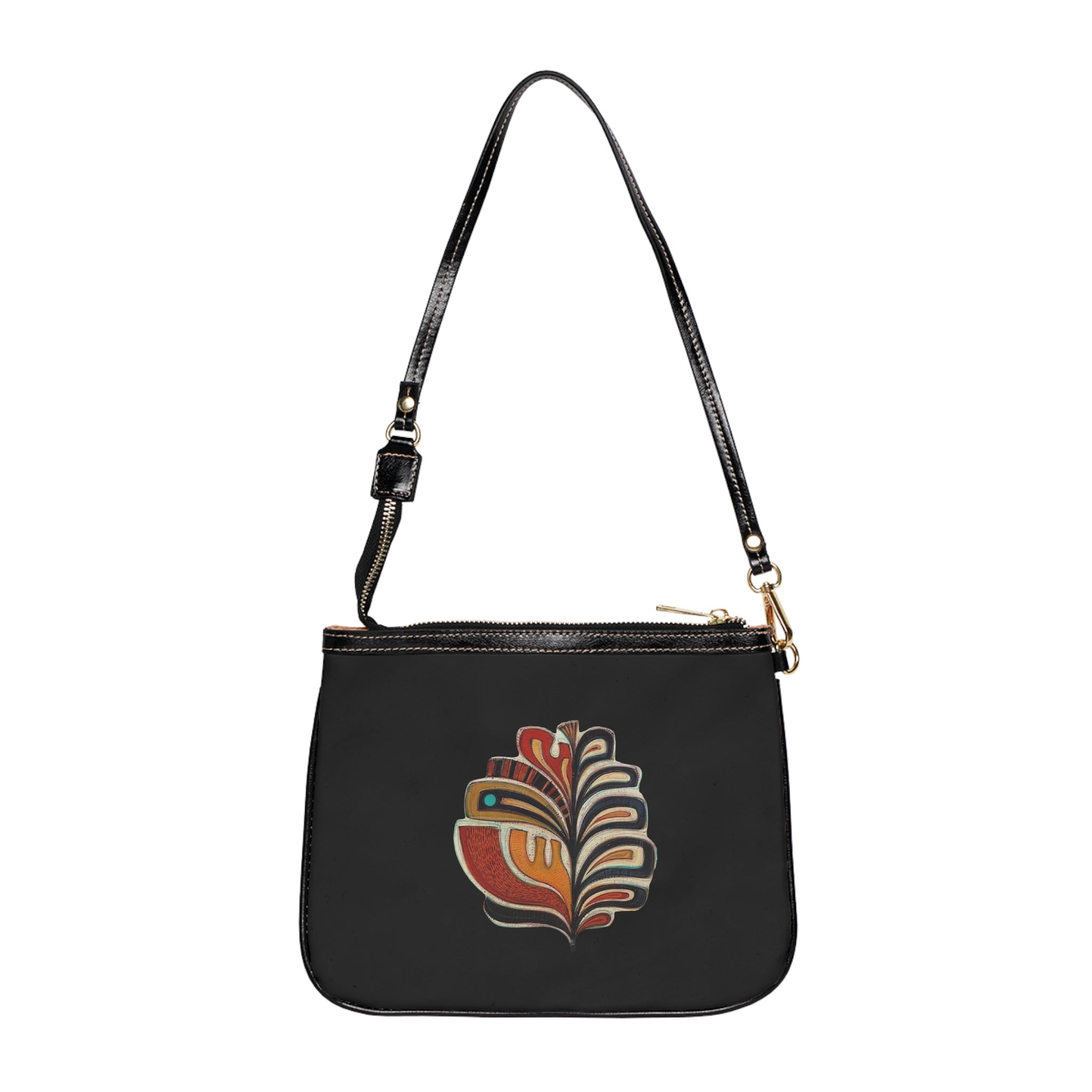 Small Black Leather Shoulder Bag | PINKKODE