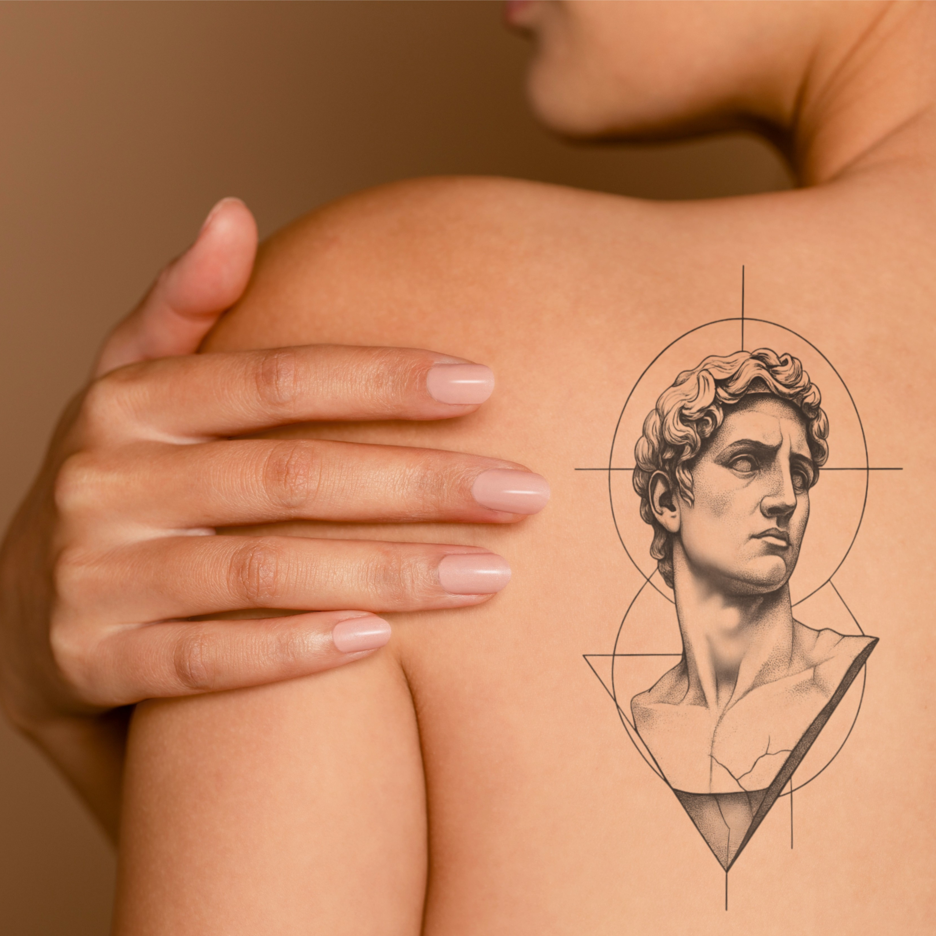 Temporary Tattoos - Geometric Classical David Bust Temporary Tattoo