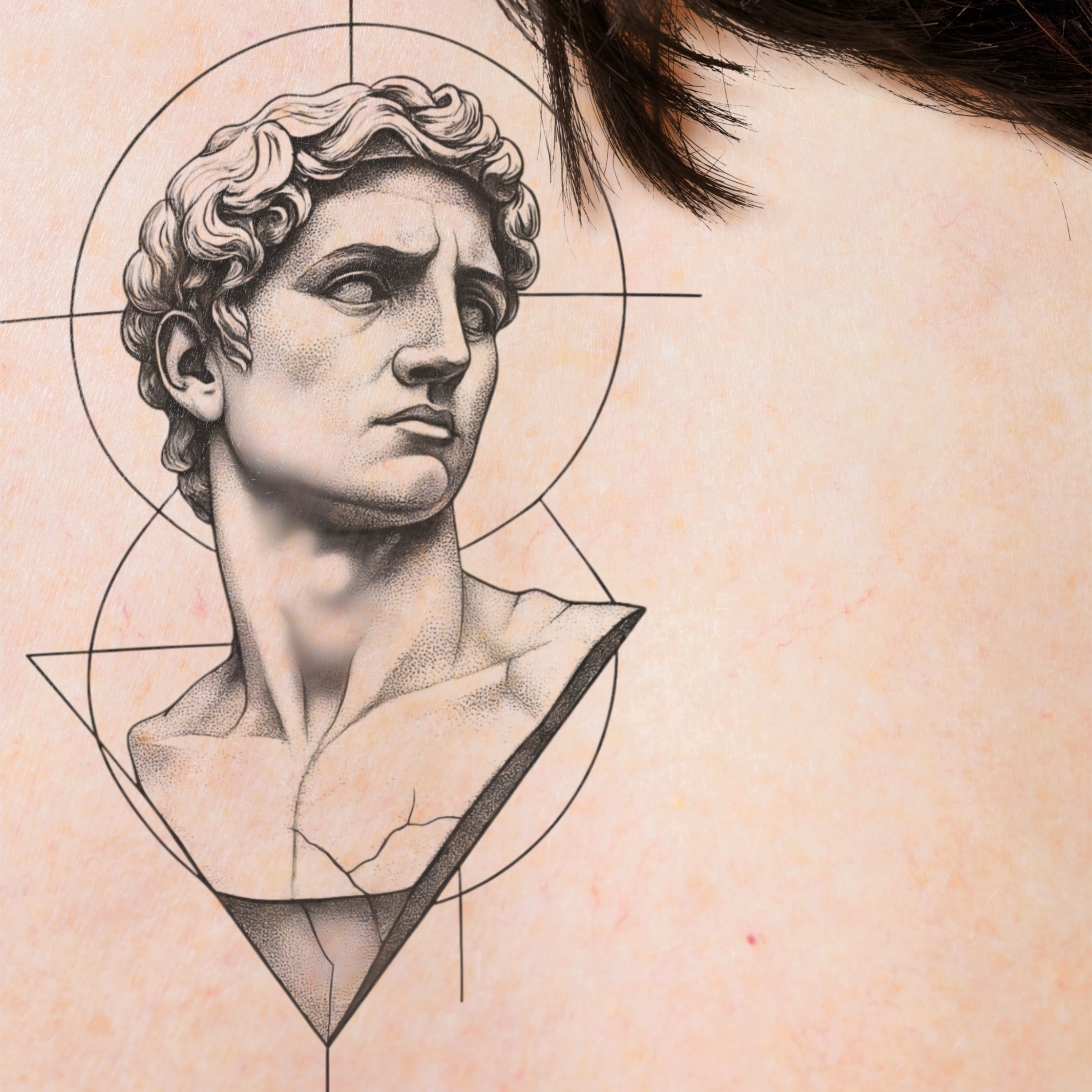 Temporary Tattoos - Geometric Classical David Bust Temporary Tattoo
