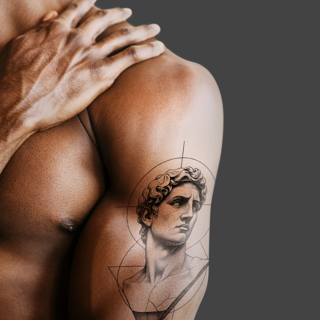 Temporary Tattoos - Geometric Classical David Bust Temporary Tattoo