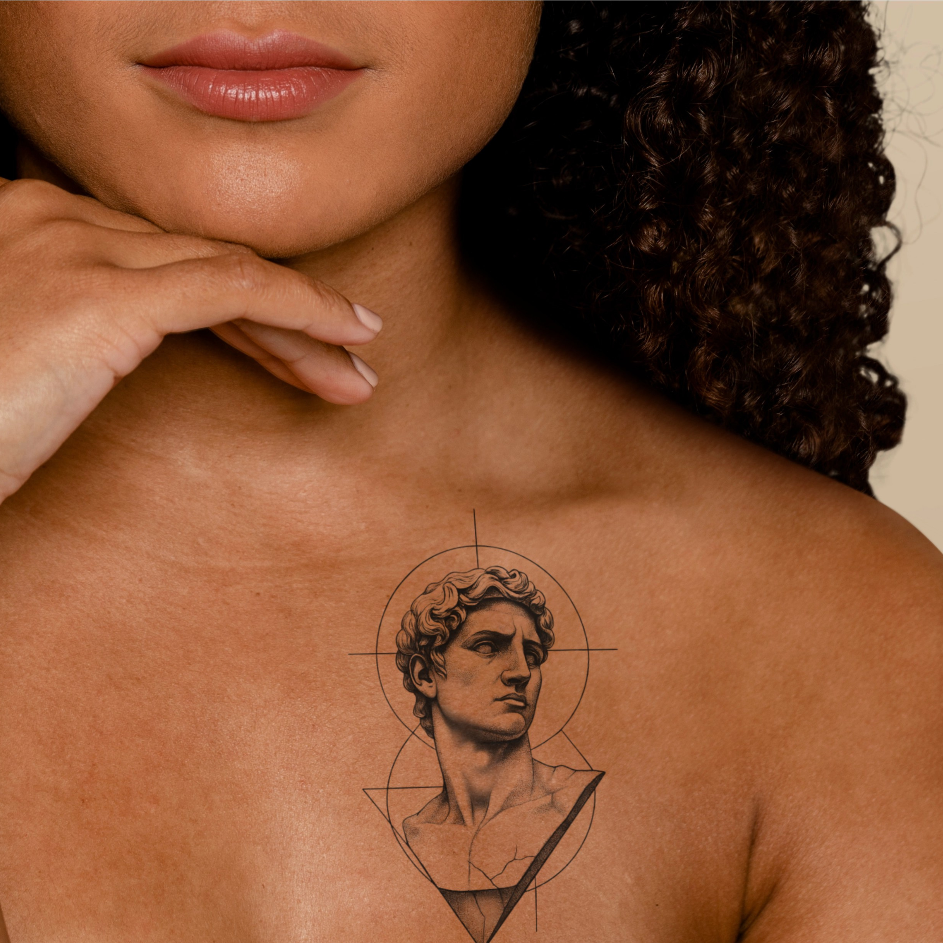 Temporary Tattoos - Geometric Classical David Bust Temporary Tattoo